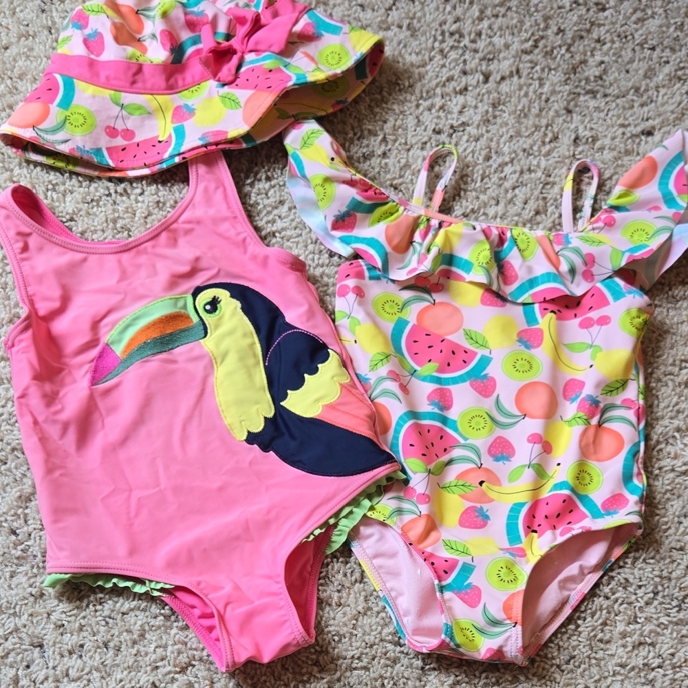 Gymboree Kids Swim One Piece Set - Toucan and Fruit Print